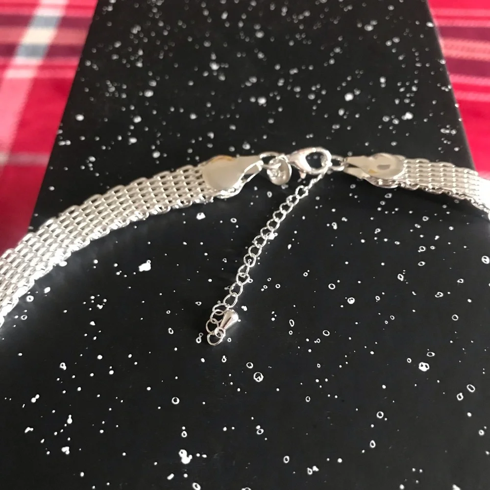 Sterling Silver Mesh Collar Necklace - Silver - Picture 2 of 4